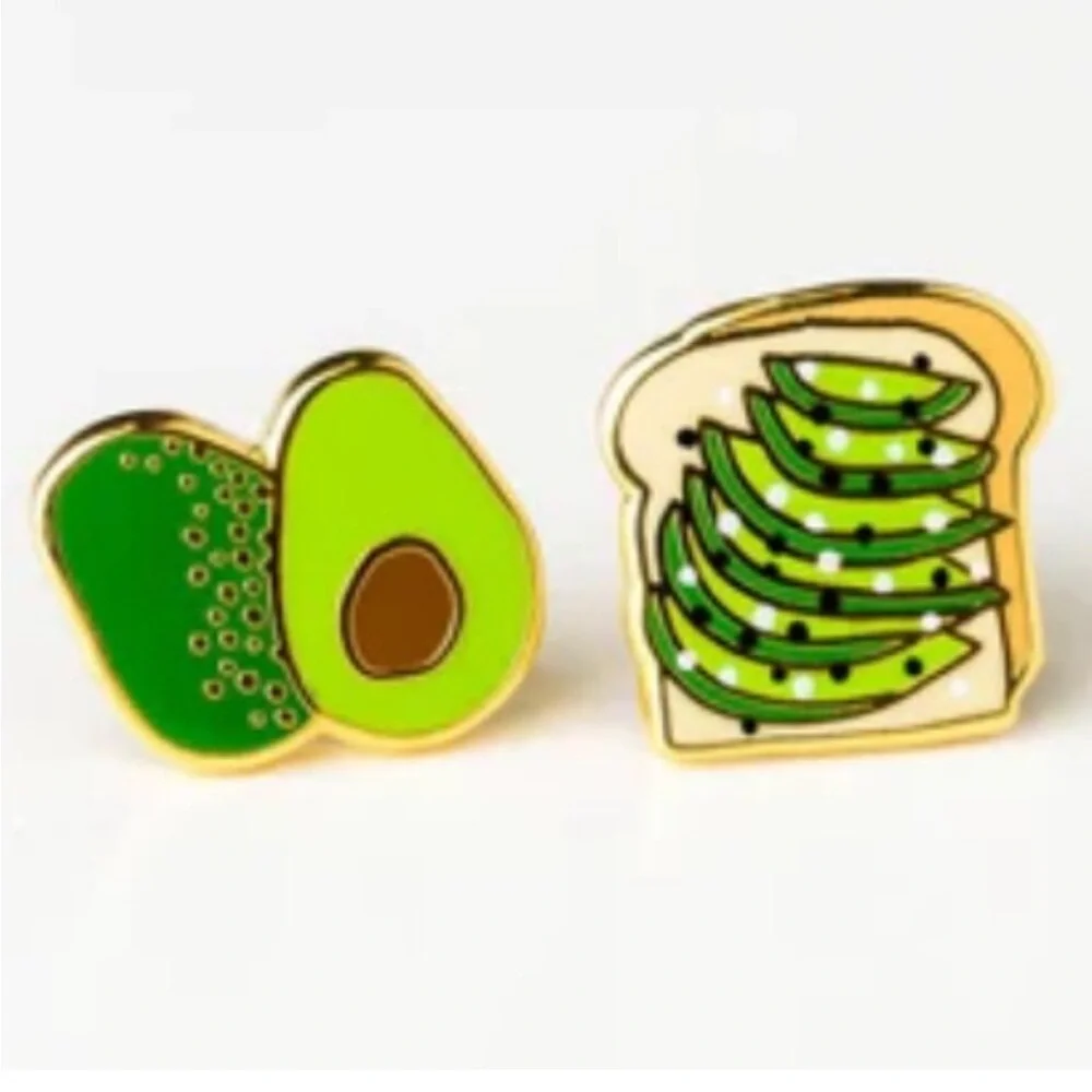 Yellow Owl Workshop | Avocado Toast Earrings 22K Gold Mismatched Women’s Jewelry - Picture 1 of 5